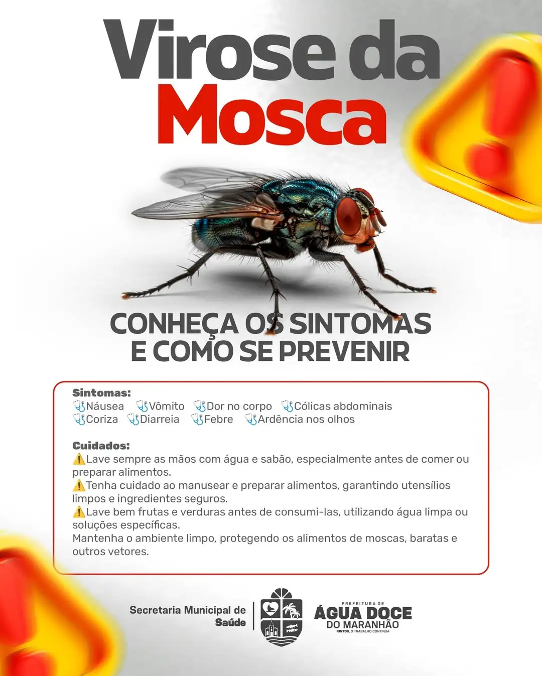 Prefeitura de Água Doce do Maranhão alerta população sobre sintomas e prevenção de doenças