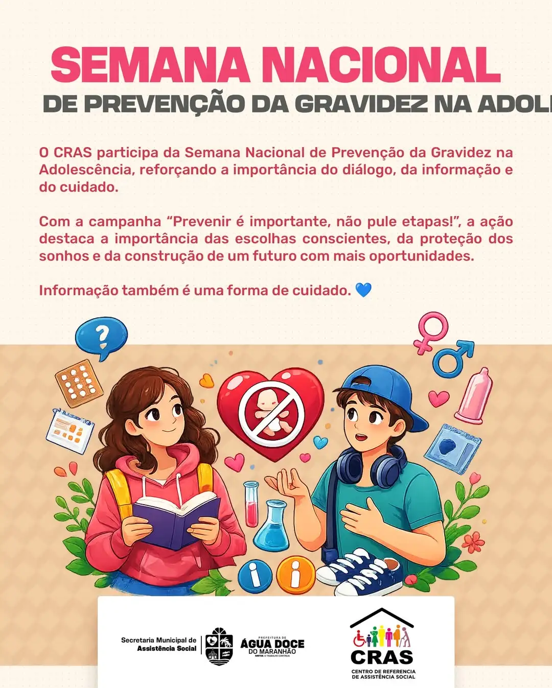CRAS PARTICIPA DA SEMANA NACIONAL DE PREVENÇÃO DA GRAVIDEZ NA ADOLESCÊNCIA
