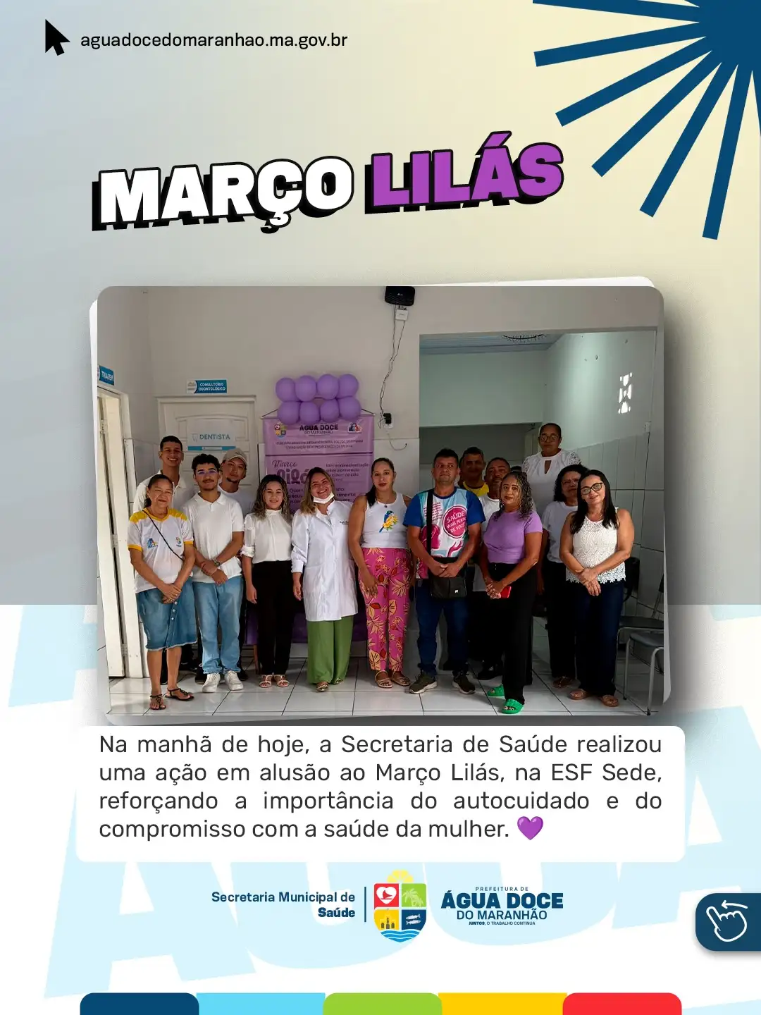 🌸 Março Lilás em ação na ESF Sede! 💜